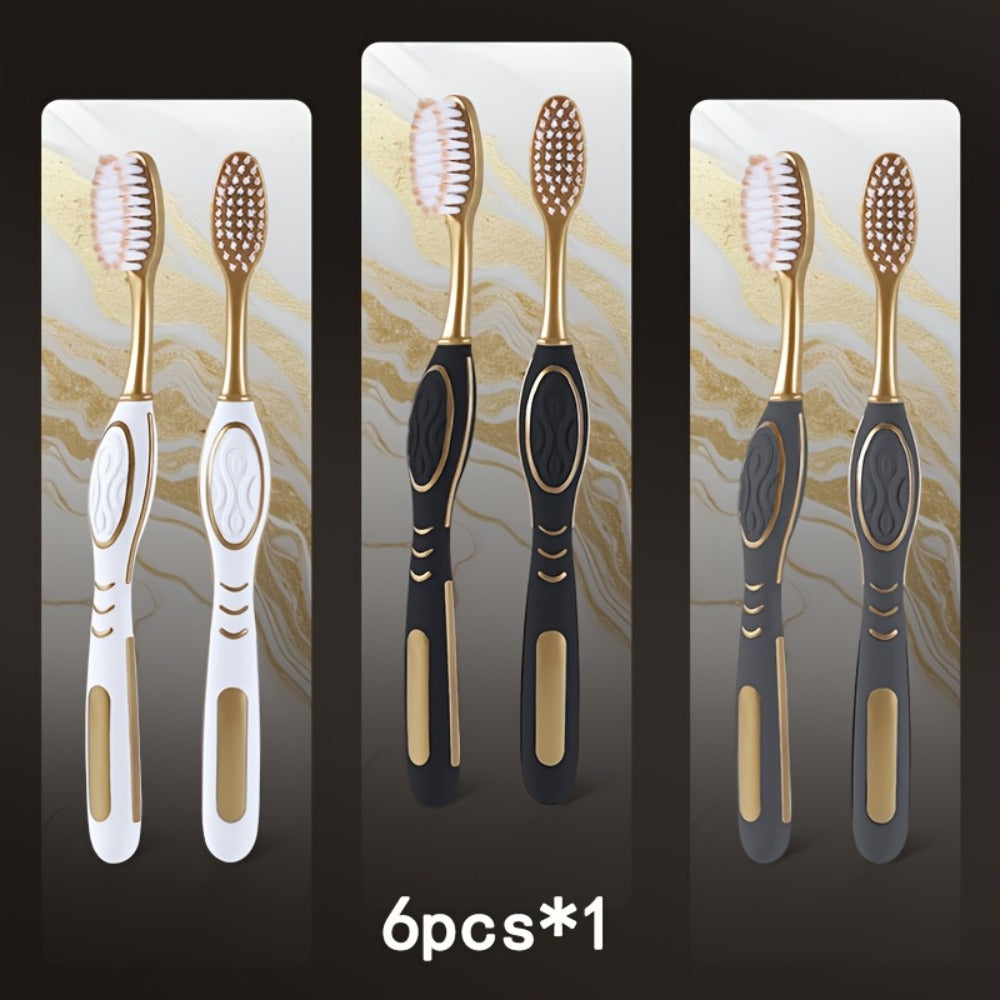 Soft Bristle Toothbrush Travel Set Anti-Slip Olive Handle Full Size Head Gentle Cleaning Oral Care for Adults Couples Household Gloryin 6pcs 12pcs