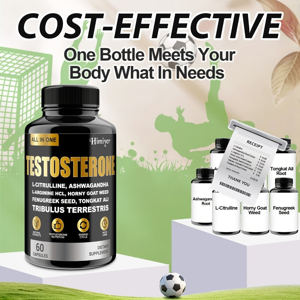 Rock Hana Male Testosterone Capsules, Male Testosterone, Vitamin Supplement - Contains L-Citrate, Asuganda, Male Goat's Foot Grass, Wild Vegetable Seed, Epimedium Extract, Maca, Indian Ginseng - Blue Chew for Men - Adult Enlargement Supplement, Muscl