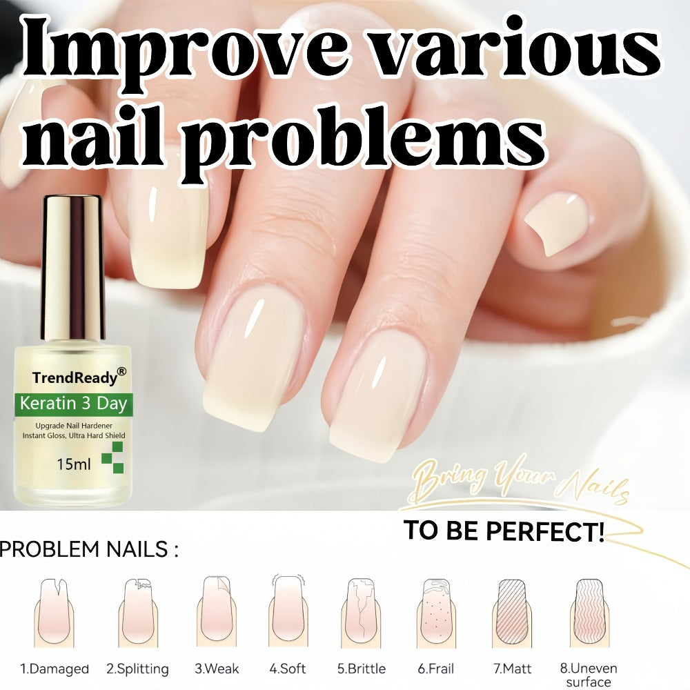 2PCS 0.51oz Nail Hardener for Weak Nails | Clear Nail Protein Hardener for Moisturize Nails, Toenails | Nail Concealer Base Coat Polish, Sheer Ridge Filler & Concealer | Quick Air Dry, Contains Vitamin E | Halloween, Christmas
