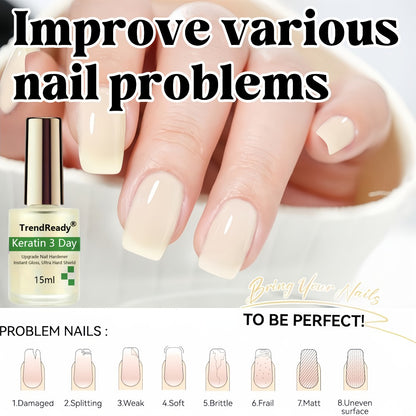 Nail Hardener for Weak Nails 2PCS Clear Nail Protein Hardener Base Coat with Vitamin E Hyaluronic Acid Quick Dry Ridge Filler Concealer Polish for Nails Toenails Nail Strengthener Treatment 0.51oz Each