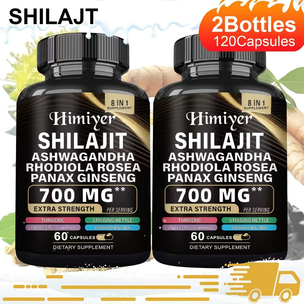 Sports Health Pack, Shilajit And Seamoss Ginger South African Drunken Eggplant Capsule, Sea Moss 350 Mg, Black Seed Oil 200 Mg, Ashwagandha 200 Mg, Ginger And Shilajit 300 Mg, Rhodiola Rosea 100 Mg, 1395mg+700mg Complete Supplement