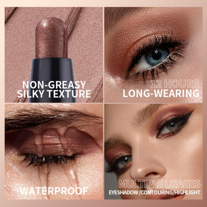 Eyeshadow Pencil Set 6 Colors - Waterproof Metallic & Matte Eyeshadow Sticks, Multicolor Highlight Eyeliner, Long-Lasting Glitter & Neutral Brown Crayons, Easy Eye Makeup for Women