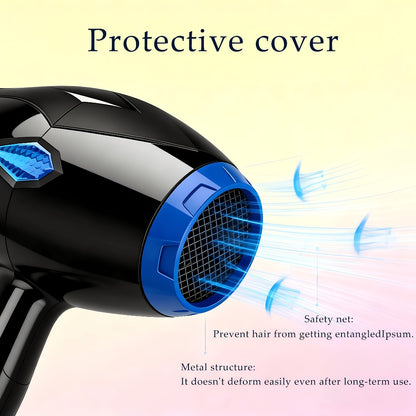 Professional Hair Dryer Set with Accessories - Brushless Motor Blow Dryer Kit with Concentrator Nozzle Comb Clip 2 Modes 3 Speeds for Home Travel Salon Black White Blue Green