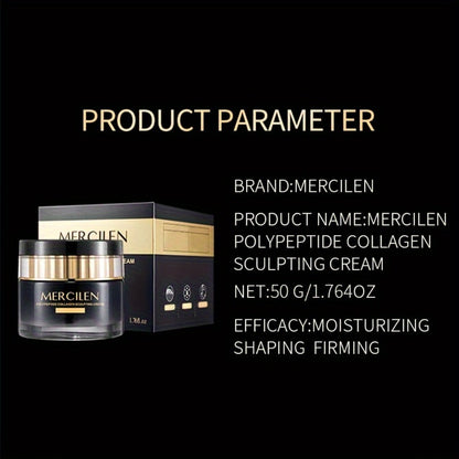 Collagen Sculpting Face Cream — Hyaluronic Acid, Plant-Based Squalane & Glycerin | Hydrating & Firming Moisturizer for Normal to Sensitive Skin | Alcohol-Free Unisex Skincare by MERCILEN