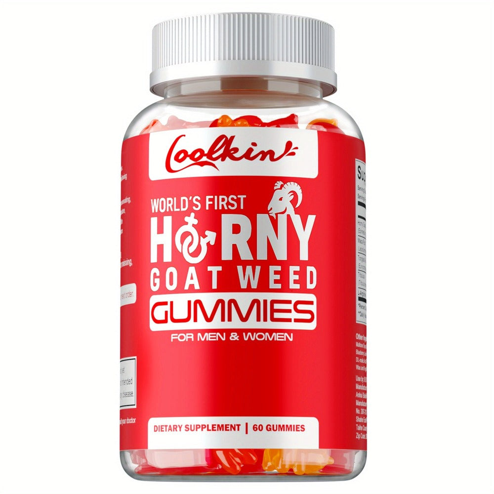Horny Goat Weed Gummies - with Maca Root, Tongkat Ali Root, Tribulus, L-Arginine, Supports Men's Health - 60pcs
