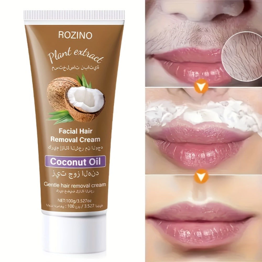 Use Once For, 3-Month Effectiveness, 100g Coconut Hair Removal Cream, Instant Hair Removal, Non Irritating To The Light Beige, Smooth And Residue Free Semi Permanent, Used For Hair Removal On The Face, Lips, Armpits, Legs Arms And Private Areas