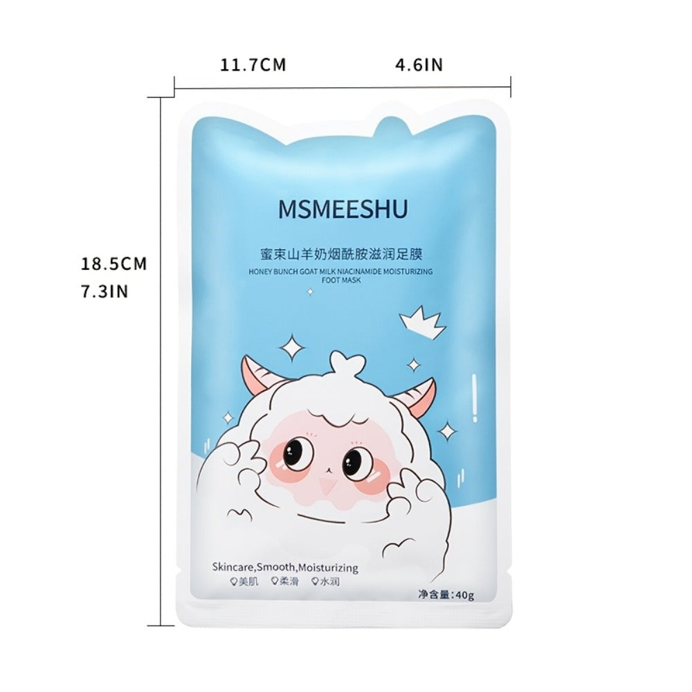 10 Pairs Goat Milk & Niacinamide Moisturizing Foot Masks - Enriched with Ceramides, Hyaluronic Acid, And Allantoin. Exfoliates, Helps Prevent Cracked Skin, Brightens, And Leaves Feet Soft And Smooth. Ideal for Foot Care.