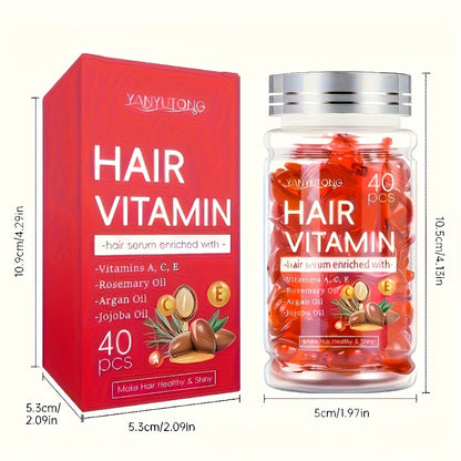 Hair Growth Vitamin Capsules with Moroccan Argan Oil, Keratin & Vitamins A C E B – Anti-Frizz Hair Essence for Dry, Damaged & Curly Hair | Unisex Scalp Care, 40PCS / 40PCS×5