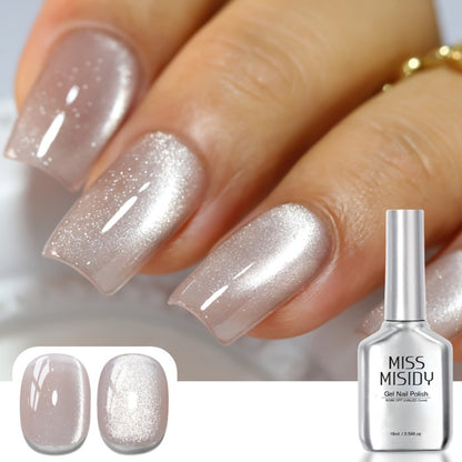 Cat Eye Gel Nail Polish – Ice Clear Nude Shimmer, Long-Lasting Quick-Dry Glossy Finish, No Residue Fragrance-Free Formula for Salon & Home Manicure & Pedicure