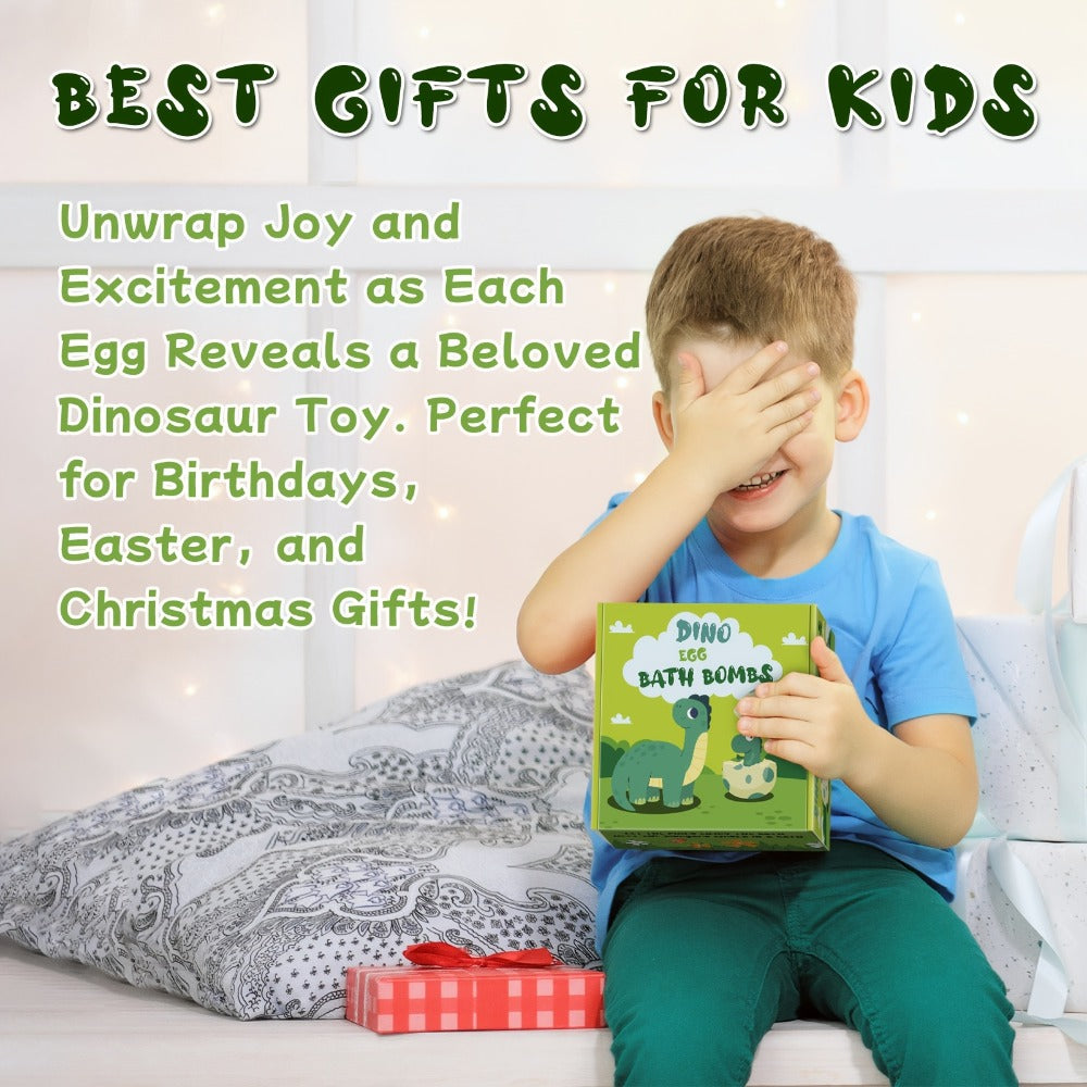Dinosaur Egg Bath Bombs with Surprise Inside 9 Pack - Kids Fizzy Bath Balls with Hidden Dinosaur Toy, Bubble Gum Scent, Educational Birthday Christmas Gift for Boys Girls Ages 3+