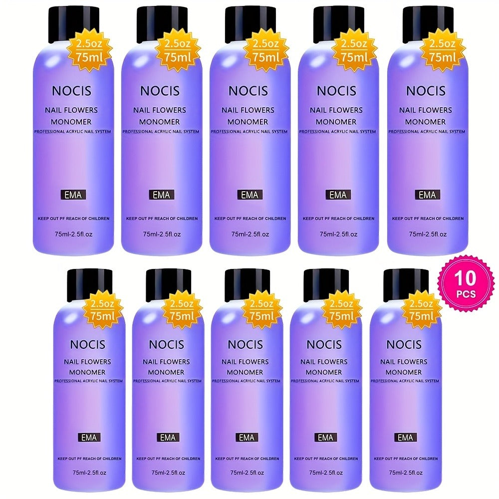 NOCIS 3pcs/10pcs Acrylic Liquid Monomer System For Nail Extensions - Professional Grade, Odorless, Ideal For Salon & Use 2.54oz/2.5fl. OzX10pcs/3pcs