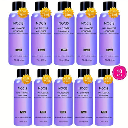 Acrylic Liquid Monomer for Nail Extensions - Professional Grade Odorless Crystal Liquid 3pcs 2.54oz or 10pcs 75ml Salon Home Use Nail System
