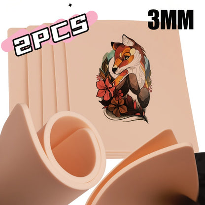 Tattoo Practice Skin 3mm Thick Fake Skin Double-Sided Blank - Silicone Tattoo Training Skin for Beginners & Artists Line Work Shading Eyebrow Eyeliner Practice