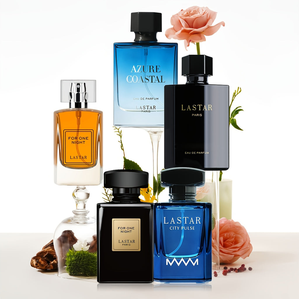 LASTAR Men' 5-Scents Pheromone Perfume Cologne - Long-Lasting Arabian Fragrance with Oriental Woody Aquatic Floral Scent Suitable for Daily Use & Special Occasions, Ideal Gift for Dates, Anniversaries, Birthdays (1.86oz/1.69oz EDP)