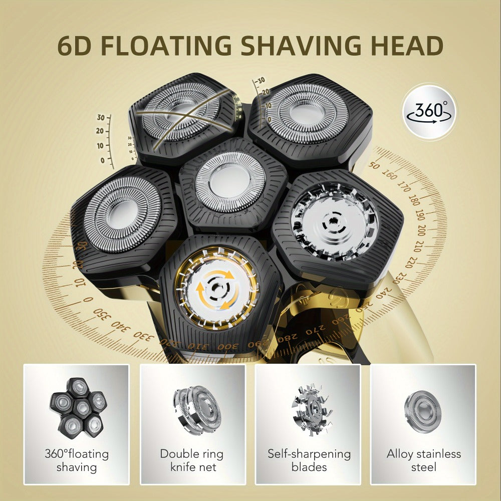 Sejoy 7D Electric Shaver For Bald Men, Upgraded 7 Floating Head, With Nose Hair Trimmer, Facial Cleaning Brush1.5H Fast Charging Travel Lock, Best Gift