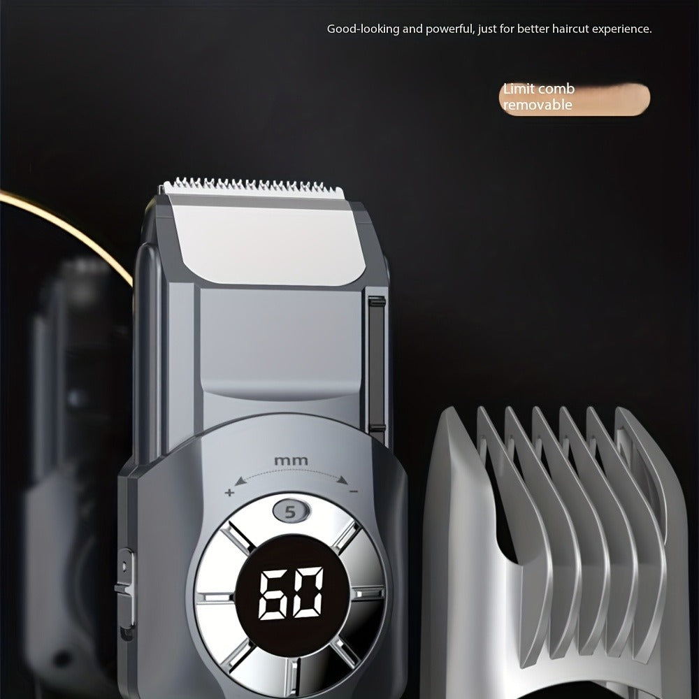 Men's Electric Hair Clipper Set/Professional Beauty And Hairdressing Set/Rechargeable Hair Clipper, Hair Carving Integrated, 5 Modes, Electric Clipper And Beard Trimmer, Hair Clipper Tool, LED Display Hair Clipper, Father's Day And Men's Day Gift