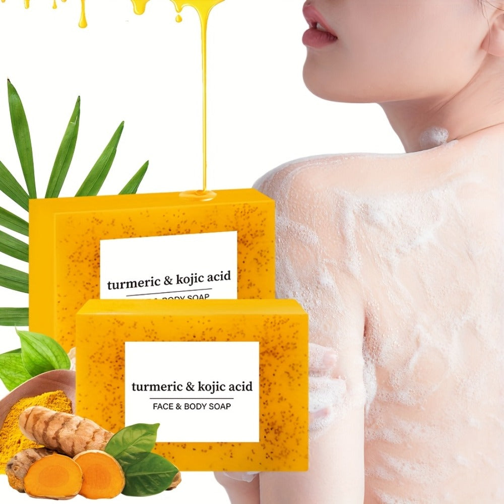 6/12pcs Turmeric Soap Set with Lemon, Turmeric Cleansing Soap, Body Soap, Handmade, Alcohol-Free, Great for Facial And Body Cleansing, Exfoliating Bath Soap, with Two Lathering Screens, Oil Control
