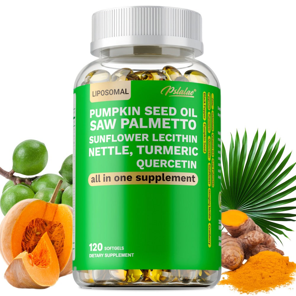 Saw Palmetto - with Pumpkin Seed Oil, Pygeum And Quercetin, Support Heart, Skin, Hair, Urinary, Bladder And, Supports Male Health - 120pcs