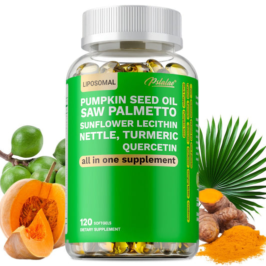 Saw Palmetto - with Pumpkin Seed Oil, Pygeum And Quercetin, Support Heart, Skin, Hair, Urinary, Bladder And, Supports Male Health - 120pcs
