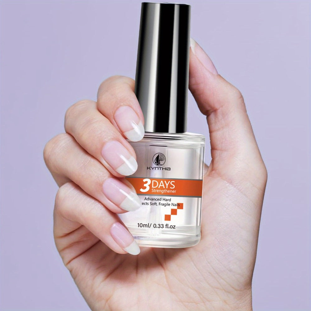 Nail Strengthener with 3 Days Strengthens & Protects Nail Care, Nail Strengthener with Vitamin, Prevents Breakage & Dryness, Alcohol-Free, for Soft & Thin Nails, Stops Peeling And Chipping, 0.34oz/0. 33fl. oz