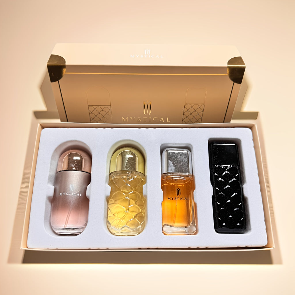 [MYSTICAL Fragrance Gift Set] MYSTICAL Women's Fragrance Gift Set - Lasting Fragrance Fresh, Unisex, Portable Travel Set, Mother's Day, Valentine's Day, Birthday Gift Recommendation, Perfume for Daily Life, Dating And Gifting, Four Different Fragrances