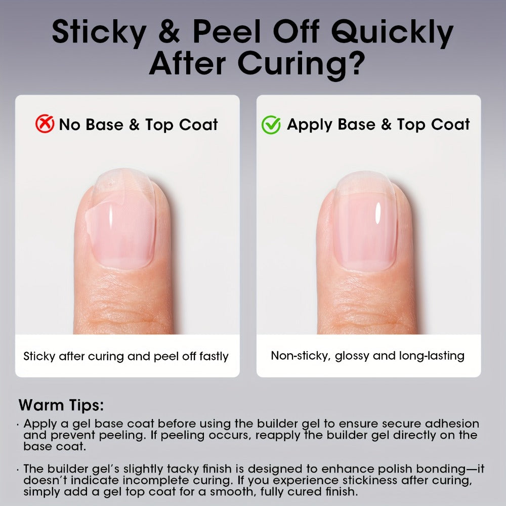 Gellen Clear 5-In-1 Hema-Free Builder Gel for Nails, 0.68oz for Nail Strengthener in a Bottle, for Nail Extension Hard Gel, Soak Off Long-Lasting Light, Base Coat Top Coat Needed