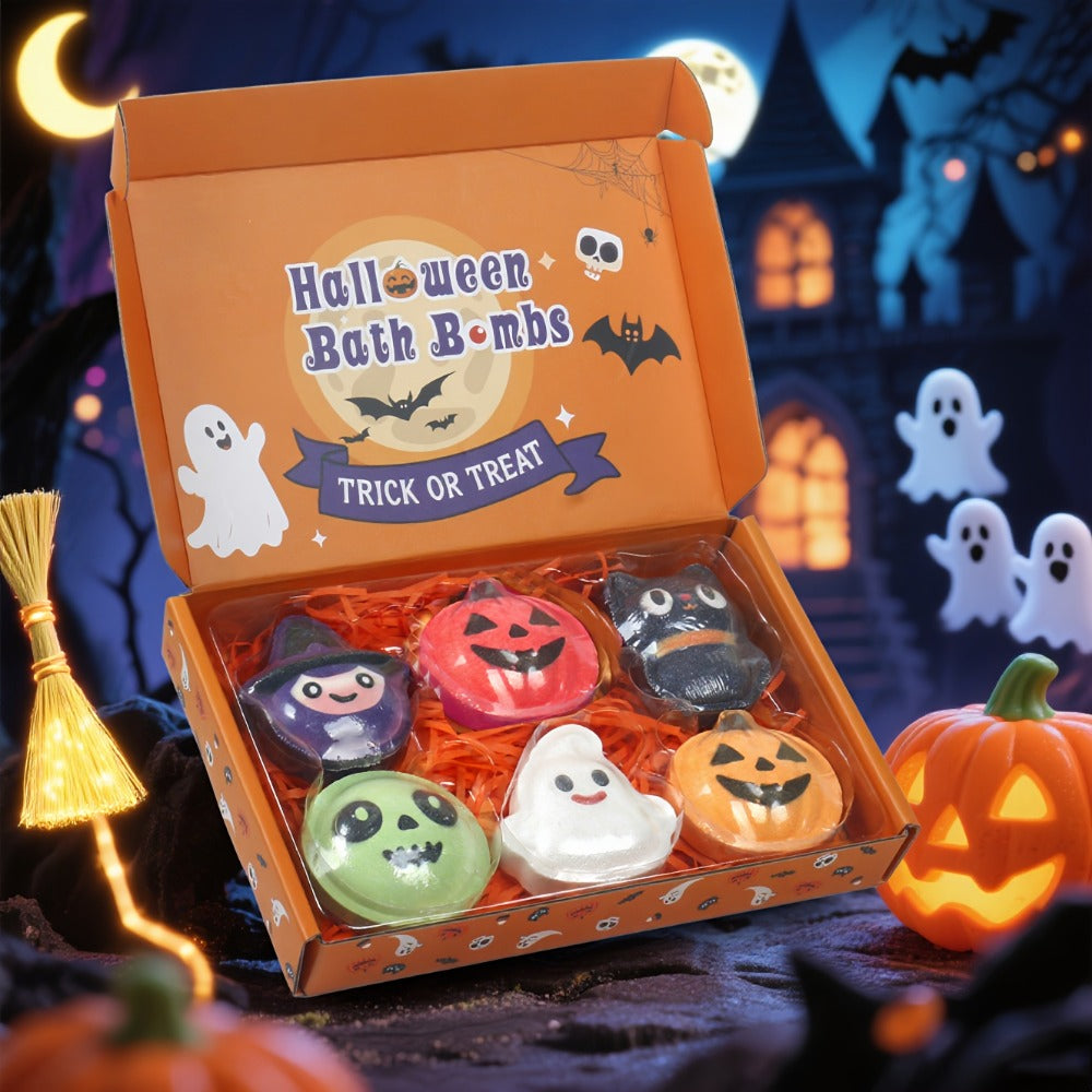 Bath Bombs Halloween Gifts for, Halloween Pumpkin, Bat, Skull, Magician, Black Cat And, 5 Individually Wrapped Bath Salt Bombs Rich In Essential Oils, Ideal for Gifts for,, And Women Who Have Everything On Halloween