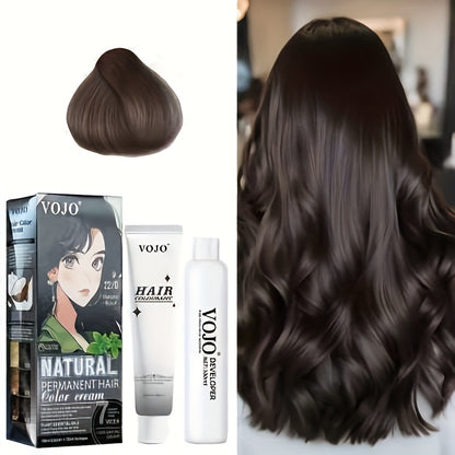 Hair Dye Kit Permanent Hair Color Cream with Developer & Applicator Tools - 12 Vibrant Shades Bleach Blonde Ash Grey Blue Brown Purple Pink Red Golden Black Long-Lasting At-Home Coloring Set