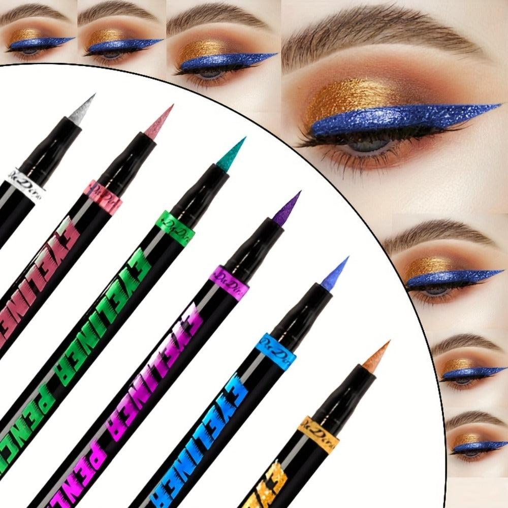Colored Eyeliner Set 6pcs Waterproof Anti-Smudge Long-Lasting Eye Liner Pencil Multi-Color Makeup Kit for Women Holiday Gift Valentine Christmas