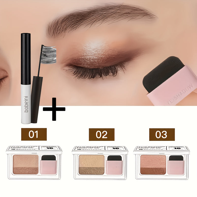 Eyeshadow Palette Set 3-Piece Duo 2-Color Matte Shimmer Smudge-Proof Long-Lasting Blendable Eye Makeup with Applicator Brush for Daily Party Glam Looks