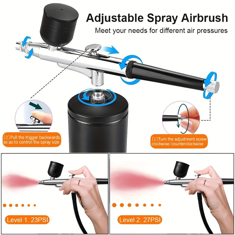 USB Rechargeable  Airbrush Kit: Portable, Versatile, And Safe Compressor for Crafts, Tattoos, Cake Decorating & More with Cleaning Kit