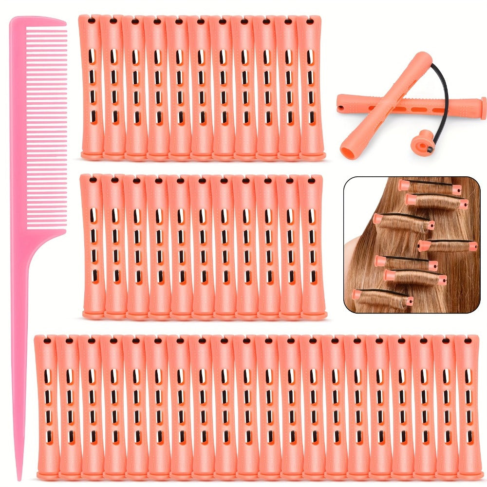 50pcs Heatless Flexible Hair Rollers, Soft Hair Curlers Rods, Hair Curling Roller with Comb for DIY Hairdressing Styling