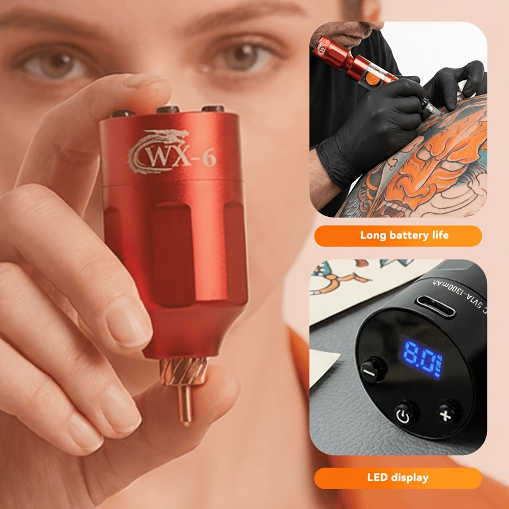 Tattoo Battery Wireless Power Supply, Portable Rechargeable Coreless Motor for Tattoo Pen, with LED Digital Display, RCA/DC Connector, Rotary Tattoo Machine Makeup Equipment