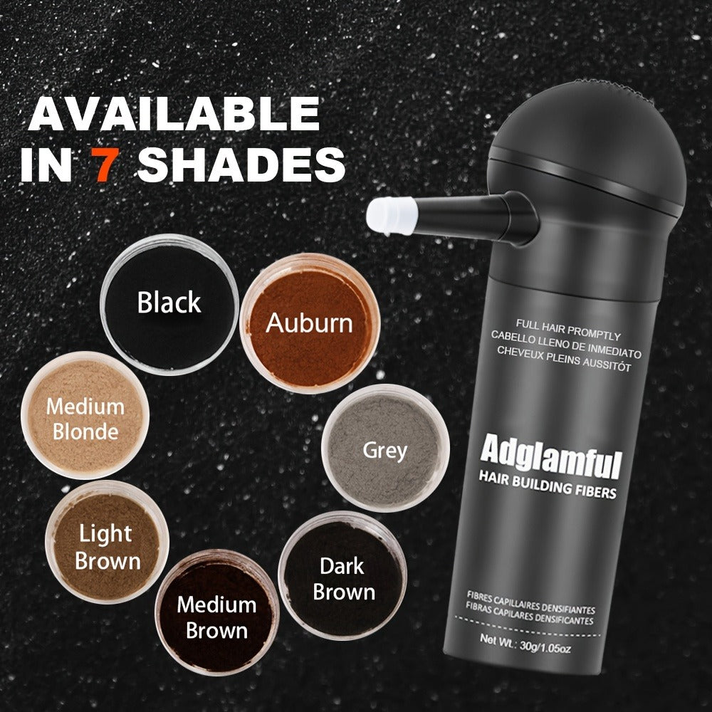 Hair Volumizing Fibers 2-in-1 Kit 30g x 2pcs - Adglamful Instant Volume for Sparse Hair, Fills Part Lines & Hairlines, Men & Women, Black & Dark Brown