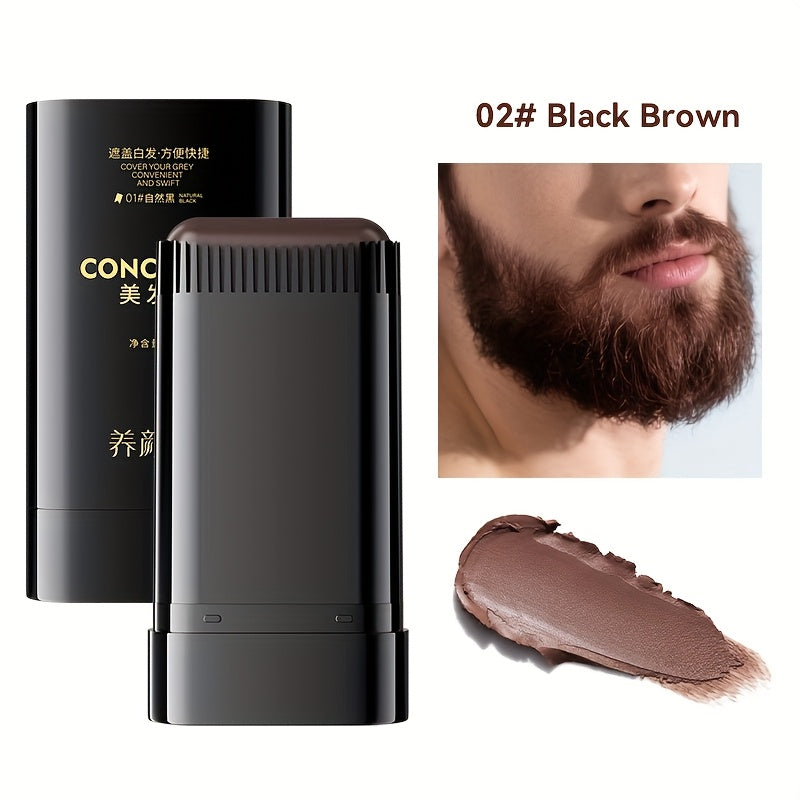 Hair Color Stick for Gray Hair Coverage - Waterproof Sweatproof Root Concealer, Non-Clumping Long-Lasting Formula, Built-in Comb Applicator for Even Color, Black & Brown Shades