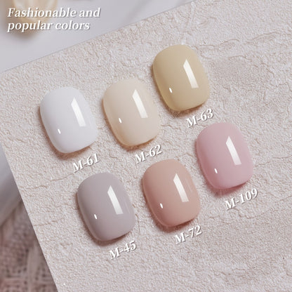 White Gel Nail Polish Set 6 Colors - Gentle White Collection Spring Summer Shades Milk Tea Cherry Blossom Pink Soak Off UV LED Gel Polish - Long Lasting Trendy Nail Art for Women