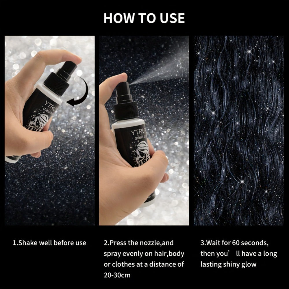 YTRUNS 3.38oz Sparkle Glitter Spray | Star-Shaped Shimmer for Body, Hair & Clothes | Hydrating Formula for Daily & Festive Use