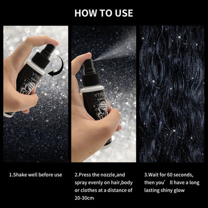 Body Shimmer Spray for Women – Star-Shaped Glitter Sparkle Mist 100ml Hydrating Formula for Body Hair & Clothes, Daily Wear Festival Rave Photoshoot Glow