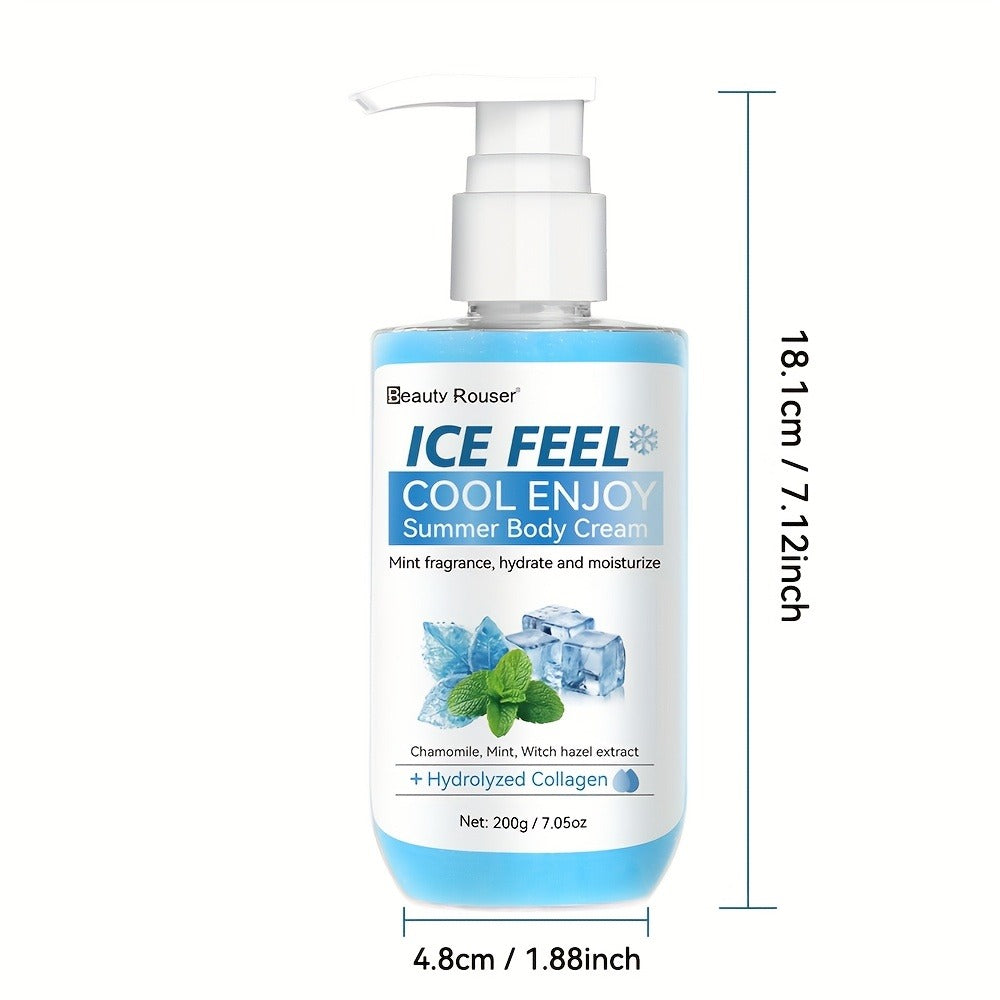 Cooling Body Cream with Mint Extract & Hydrolyzed Collagen - Hydrating Moisturizer for Dry Rough Skin Non-Greasy Lightweight Hypoallergenic Formula for All Skin Types Unisex