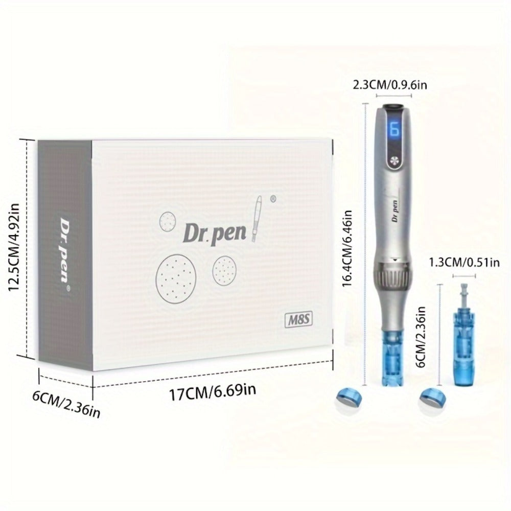 Dr. Pen M8S Microneedling Pen Kit - 10PCS 0.25mm Replacement Cartridges USB Rechargeable Professional Micro Needle Skin Care Body Tool for Adults