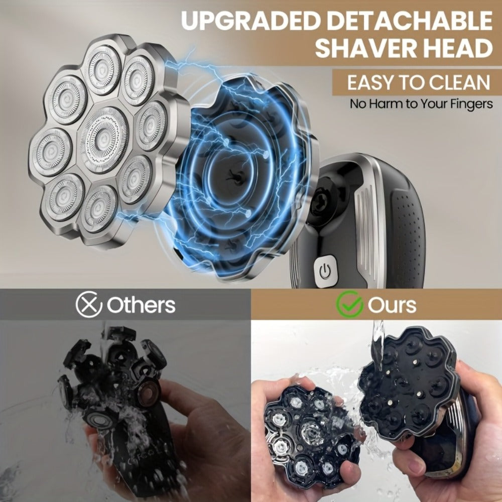 [Upgraded Version] 7D/9D Men's Electric Shaver, Bald Barber, Intelligent LED Screen Display, Full Body Wash Wet And Dry Double Shaving, USB-C Fast Charging, Rotary Floating Shaving, Bald God, The Ideal Gift for Boyfriends And Fathers![