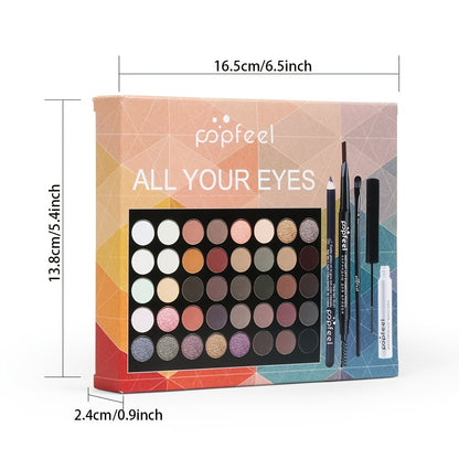 Eyeshadow Palette 40 Color Makeup Set with Mascara Eyeliner Eyebrow Pencil Eye Shadow Brush - Complete Beginner Eye Makeup Kit Gift for Women