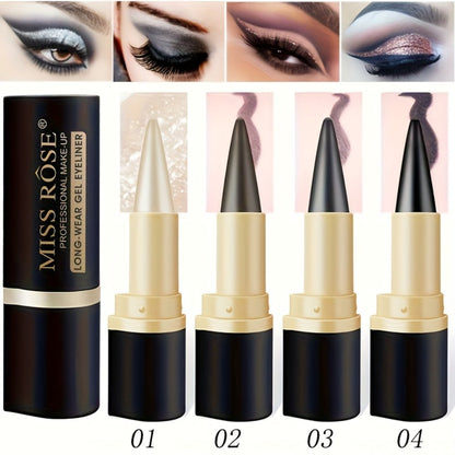 Matte Eyeliner Gel Pencil 3pcs Black Waterproof Long-Lasting Smudge-Proof Creamy Single Tip Eye Liner Sweat-Resistant Gentle Skin Professional Eye Makeup Women