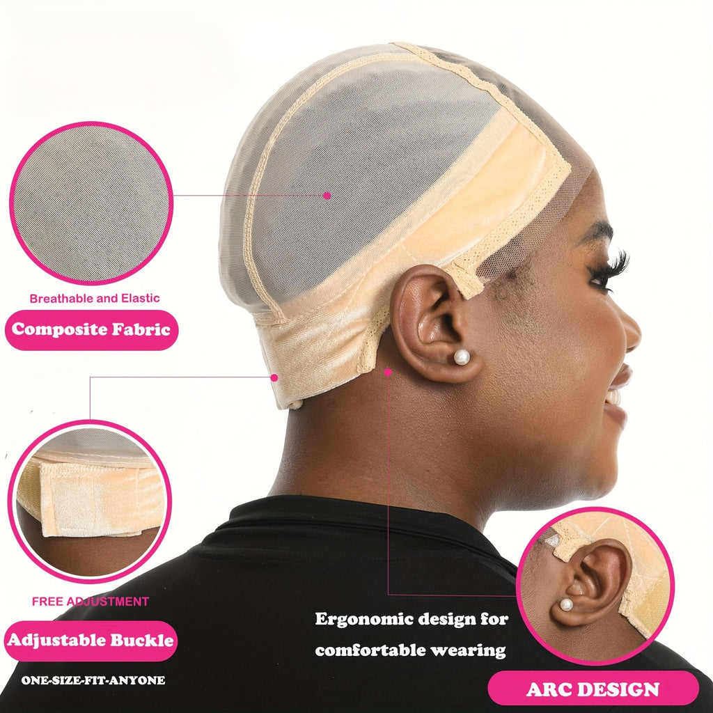 2026 Latest Model 4x5 with Friendly Ear Cutouts, Adjustable Non-slip Lace Wig Cap, Comfortable, Soft, and Breathable, with Transparent Lace Edge Straps to Effectively Prevent the Wig from Slipping