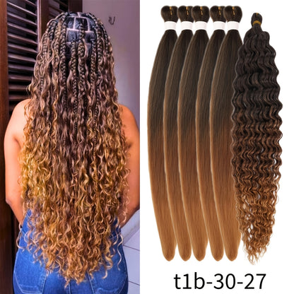 Braiding Hair Pre-Stretched 6 Packs 26 & 32 Inch Deep Curly Crochet Hair Synthetic Ombre Extensions for Box Braids Twist Braids Knotless Braids Passion Twists