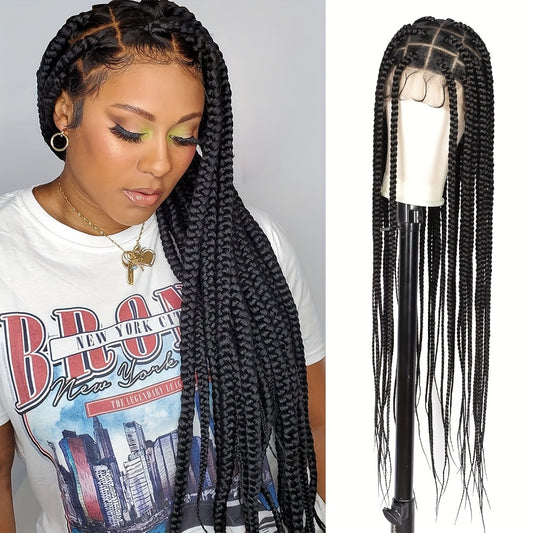 Full Lace Hand-Crafted Lace Front Wig Majestic Extra-Long Tail Curly Braids Lace Frontal Braided Wigs Curly Braids Wig with for Women