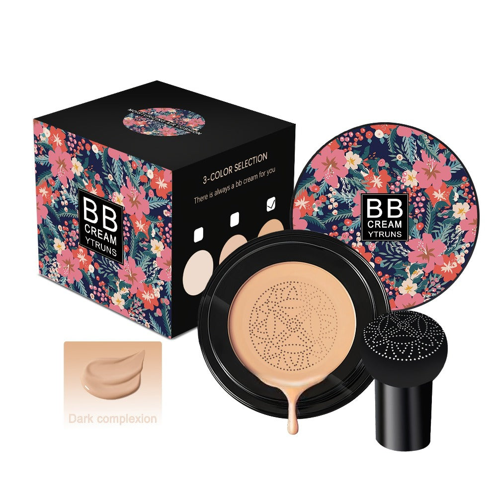 Air Cushion Foundation Full Coverage Moisturizing Lightweight Long-Wear Natural Radiant Finish Mushroom Sponge Applicator for All Skin Types