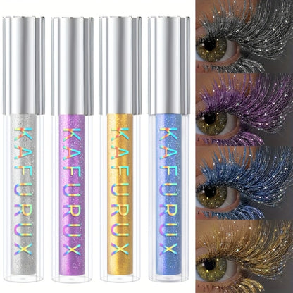 Colored Mascara Set 4pcs — Vibrant Silvery Blue Yellow Purple Eye Makeup, Curling Long-Lasting Formula for Daily Wear, Clubbing & Party Looks