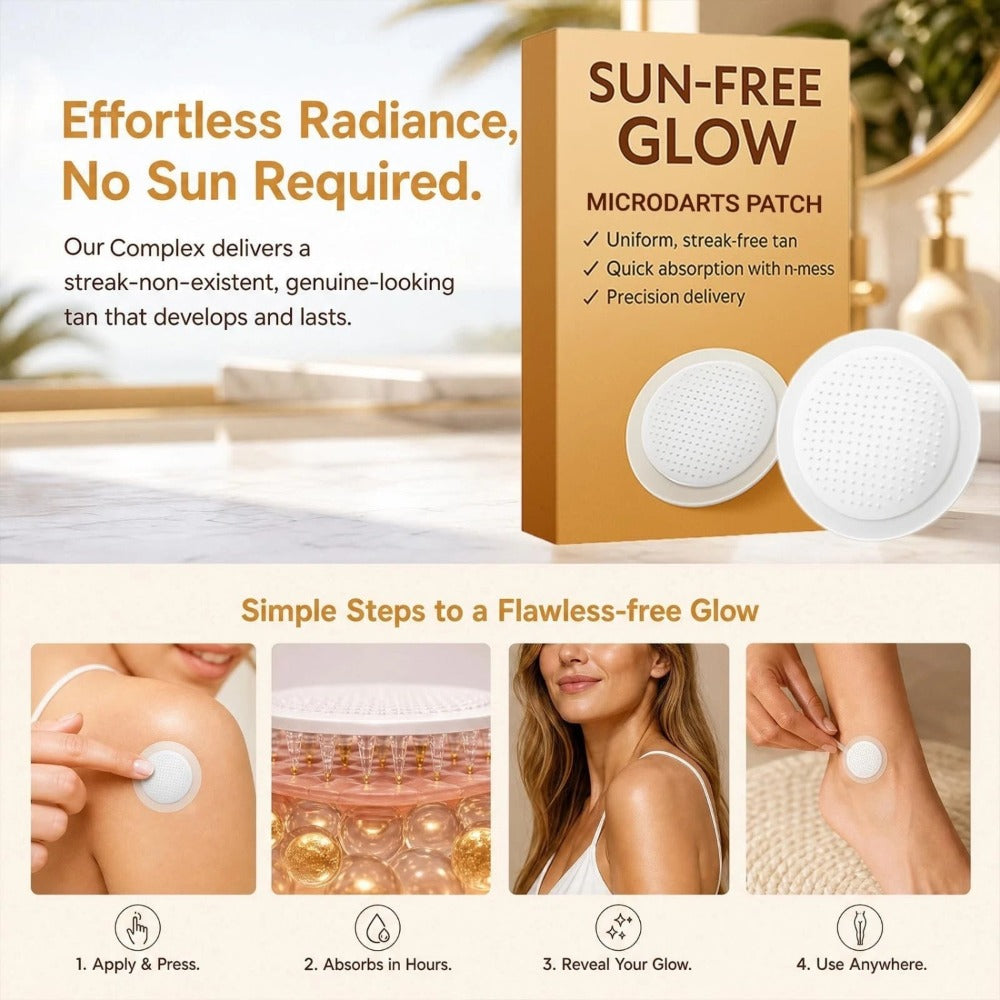 Microneedle Tanning Patches, No-Sun Glow, Suitable for Face and Body, Delivers an Even Streak-Free Tan