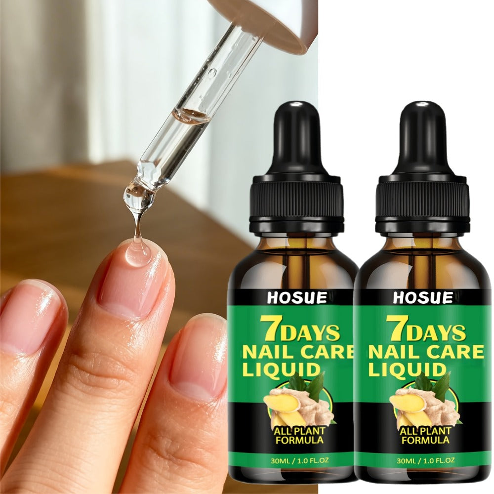 Two-piece Set. HOSUE. Ginger Plant Nail Care Liquid 1.01oz, Containing Ginger and Acids, Says Goodbye to Nail Problems in Just 7 Days. Suitable for Uneven Nails, Yellowish, Gray, and Red Ones, for Daily Care and After Manicures. Christmas